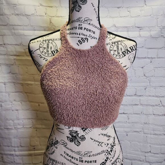 Skims Cozy Knit Halter Bra Top Womens XXS/XS Rose Clay NWOT Lounge & Sleepwear - Picture 1 of 11